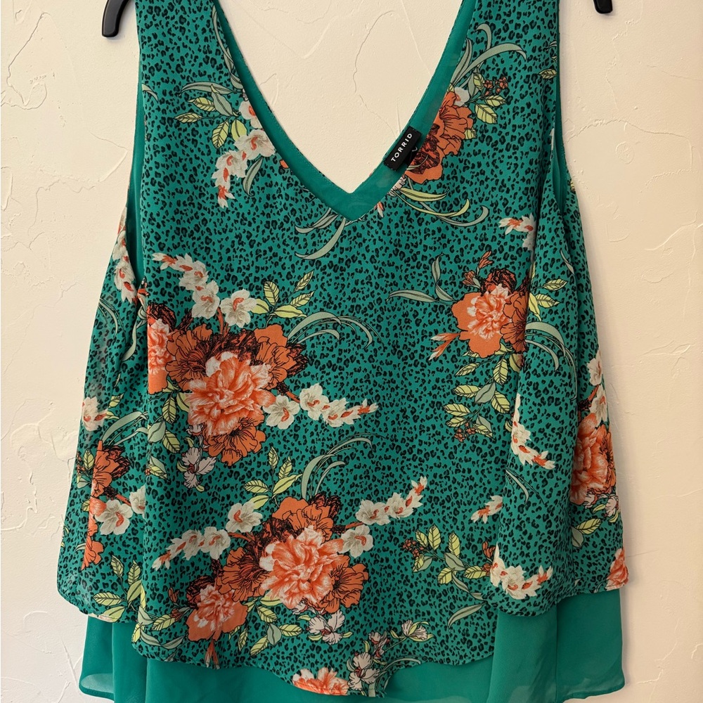 Floral Green Sleeveless Top